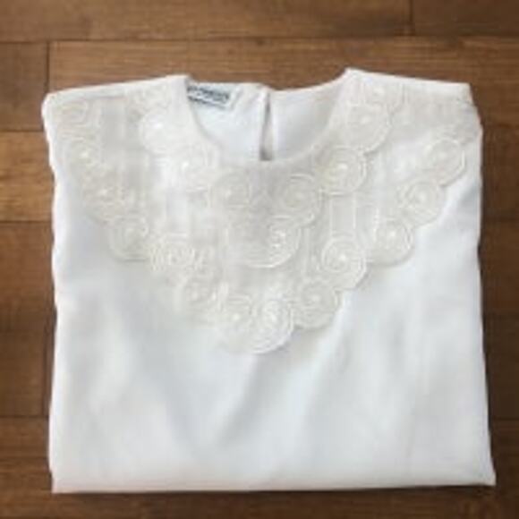 Vintage sentiments of California White Lace Collar Blouse size medium - Picture 10 of 12